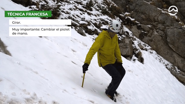 Walking with crampons, FRENCH TECHNIQUE of progression
