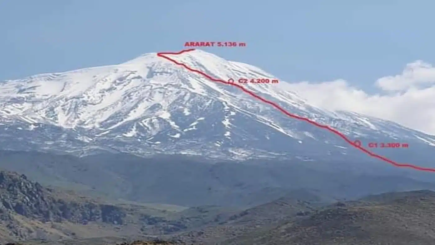 Marked ascent route to Ararat's 5.136m summit with B4Experience.