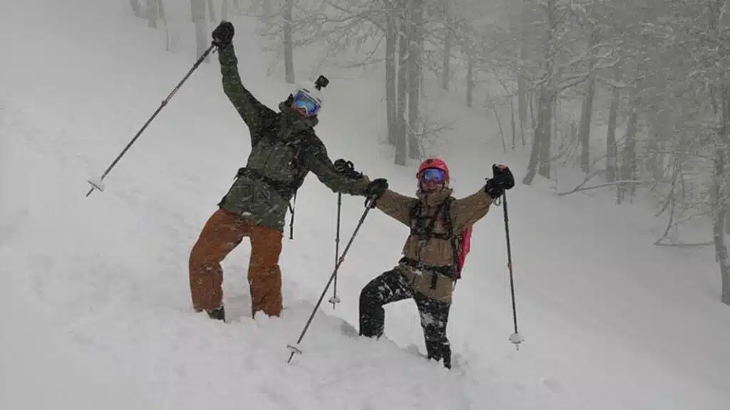 Skiers celebrate deep powder in Georgia's forests - B4Experience.