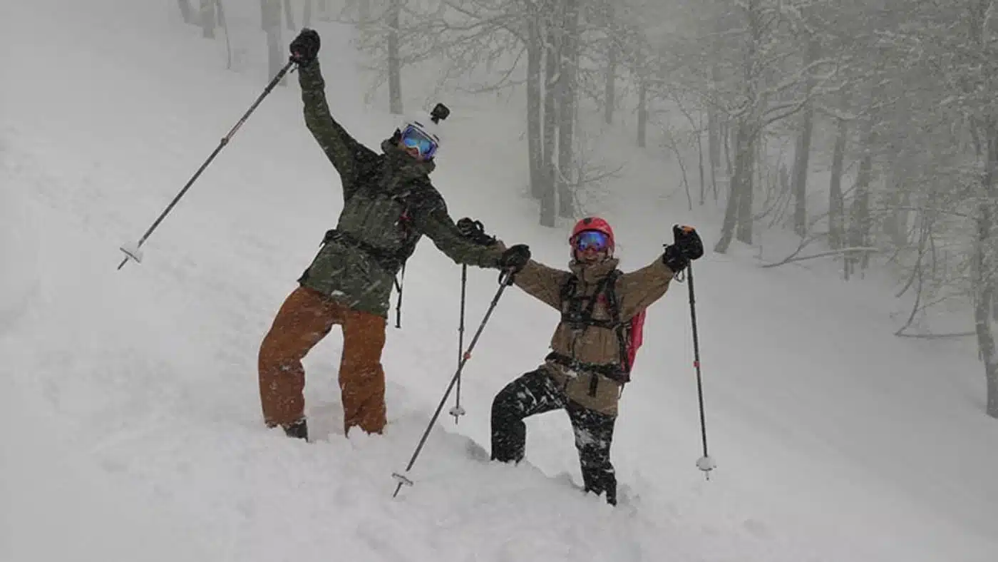 Skiers celebrate deep powder in Georgia's forests - B4Experience.