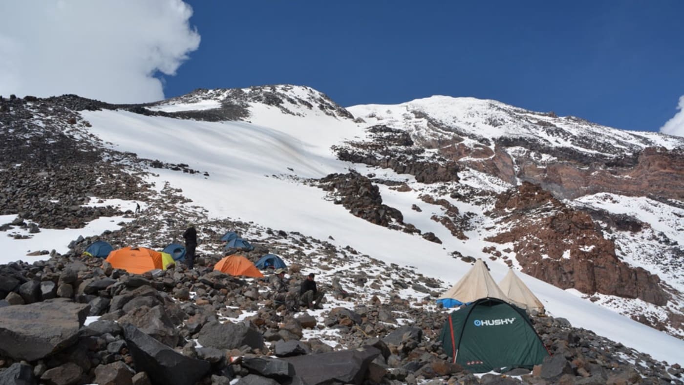 Camp 1 on Ararat, set beneath rugged, icy slopes - B4Experience.