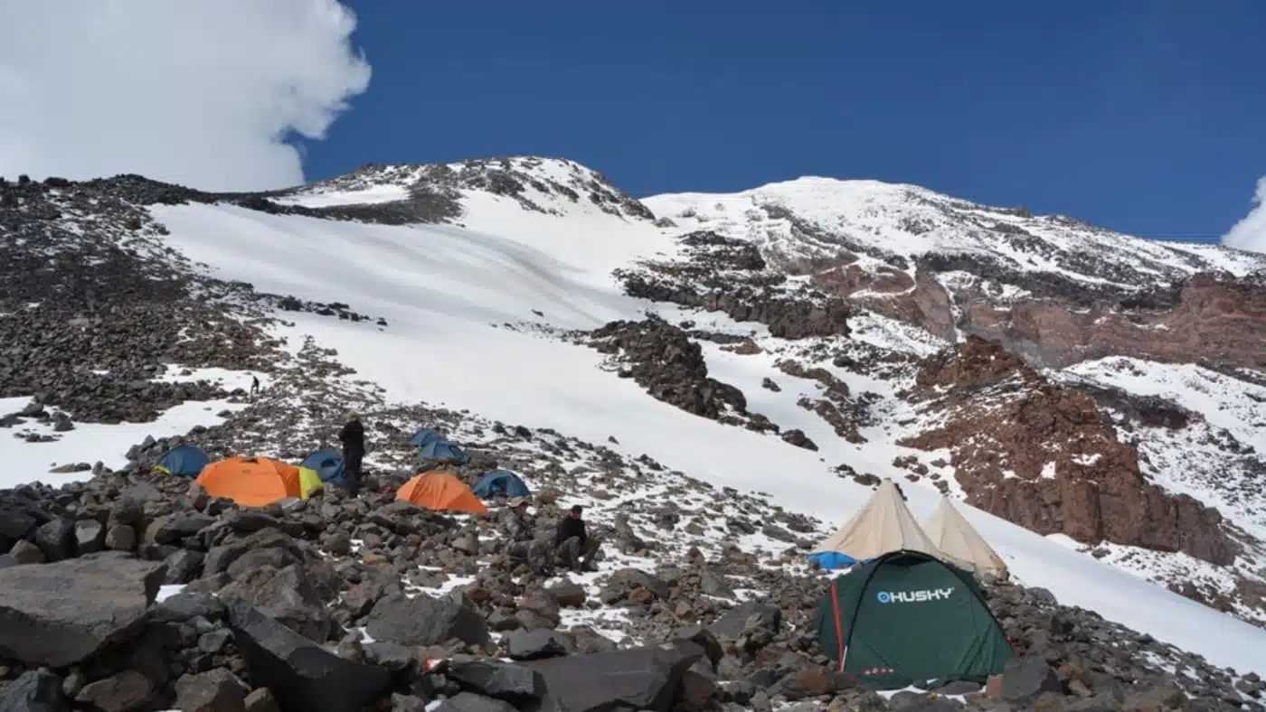 Camp 1 on Ararat, set beneath rugged, icy slopes - B4Experience.