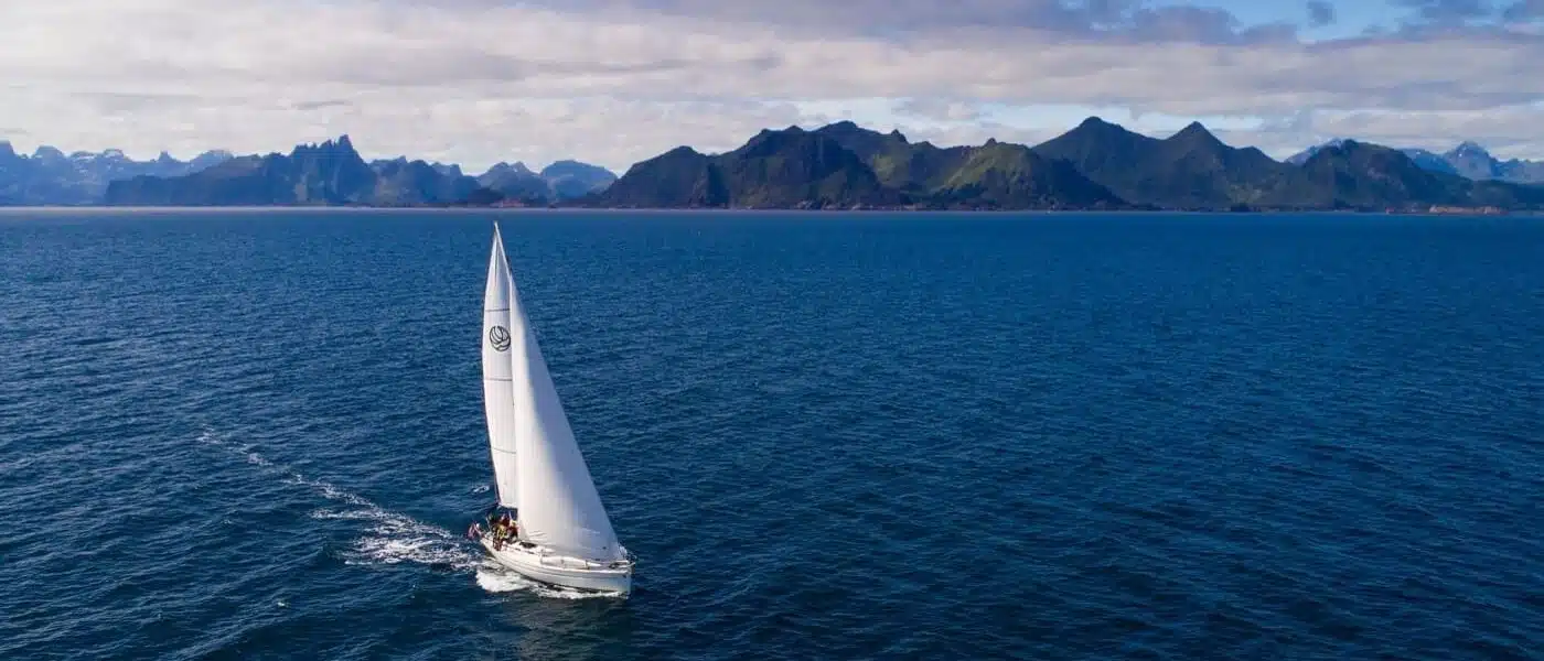 Sailboat sailing in the open sea
