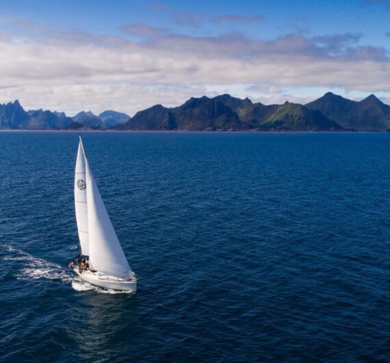 Sailboat sailing in the open sea