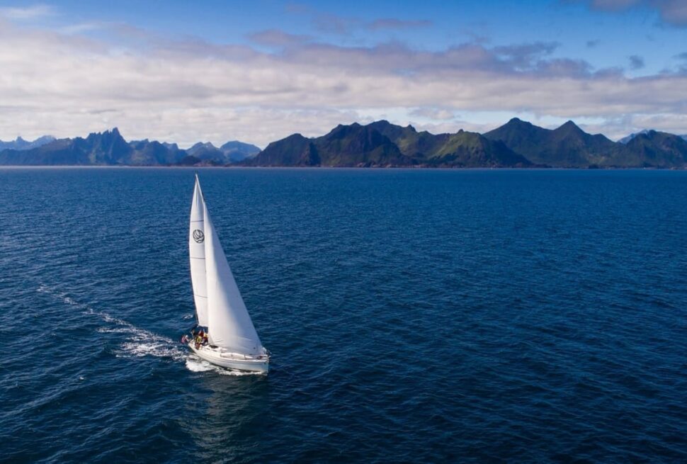 Sailboat sailing in the open sea