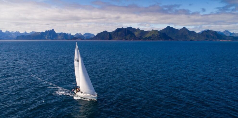 Sailboat sailing in the open sea