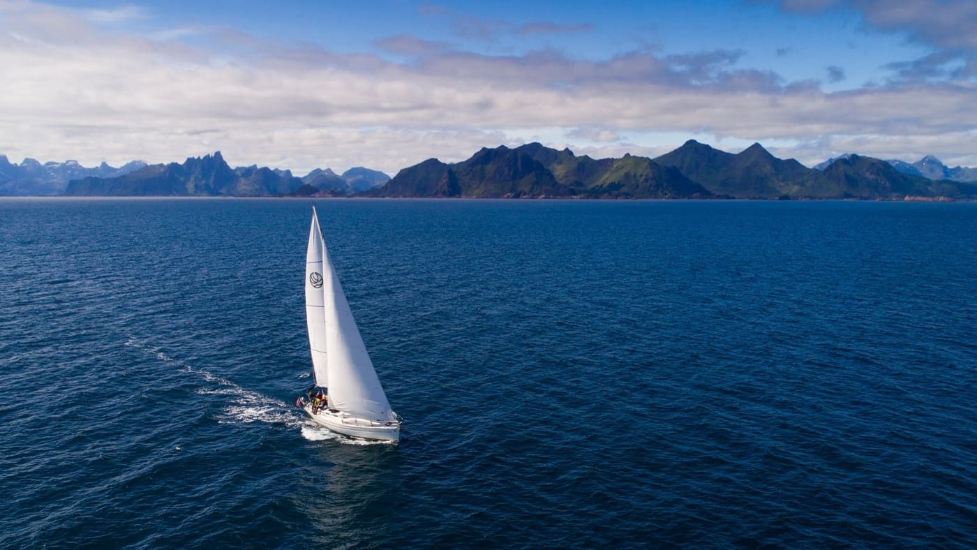 Sailboat sailing in the open sea