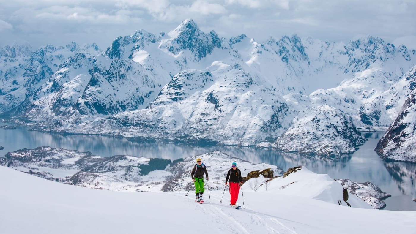 Backcountry skiers in Norway, dream landscape