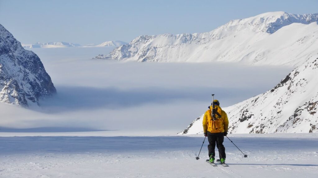 Backcountry skier in Svalbard