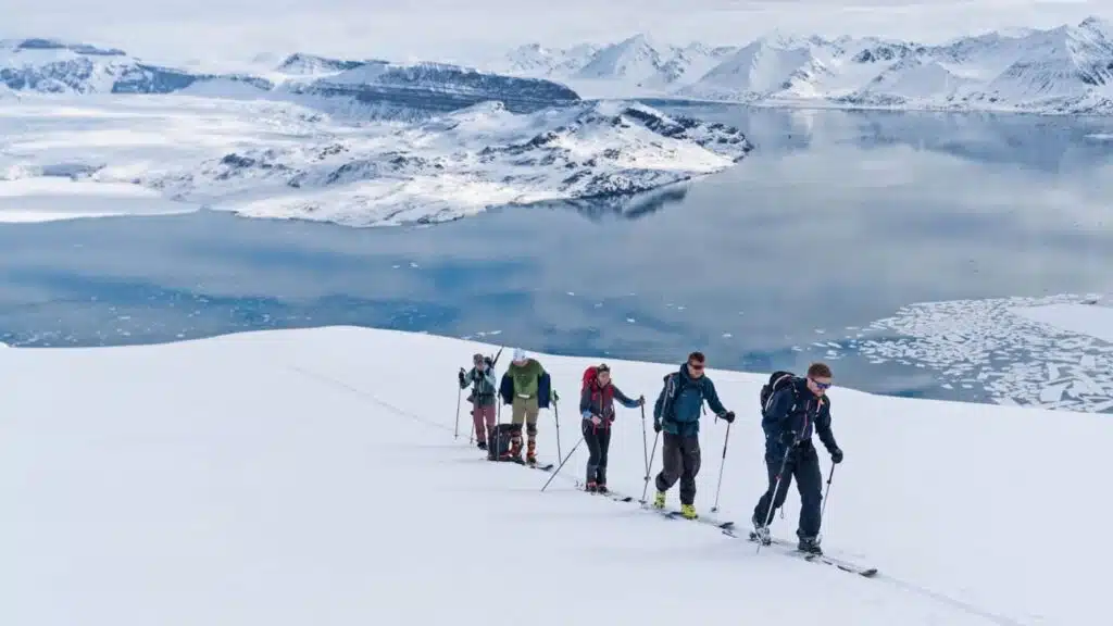 Backcountry skiers, dream landscape