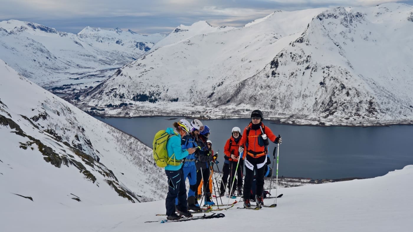 Ski touring group with Núria Picas