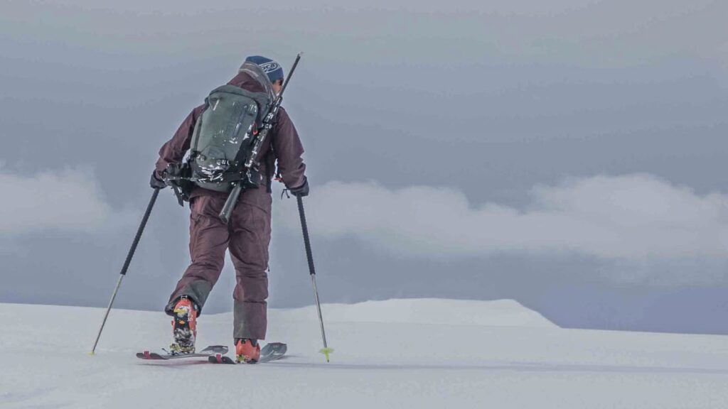 Skier in mist, Svalbard