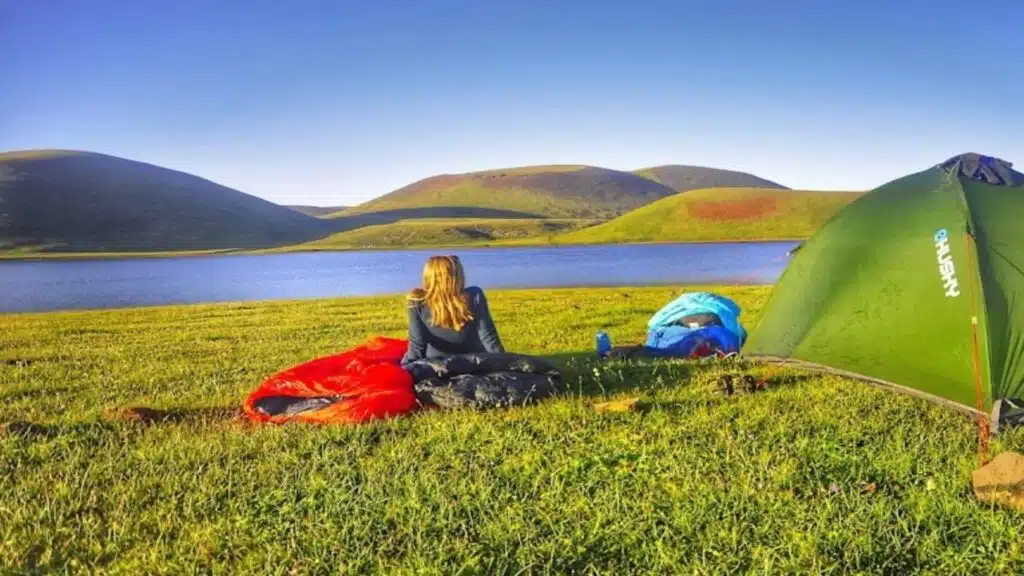 Camping by a serene lake in Armenia with B4Experience