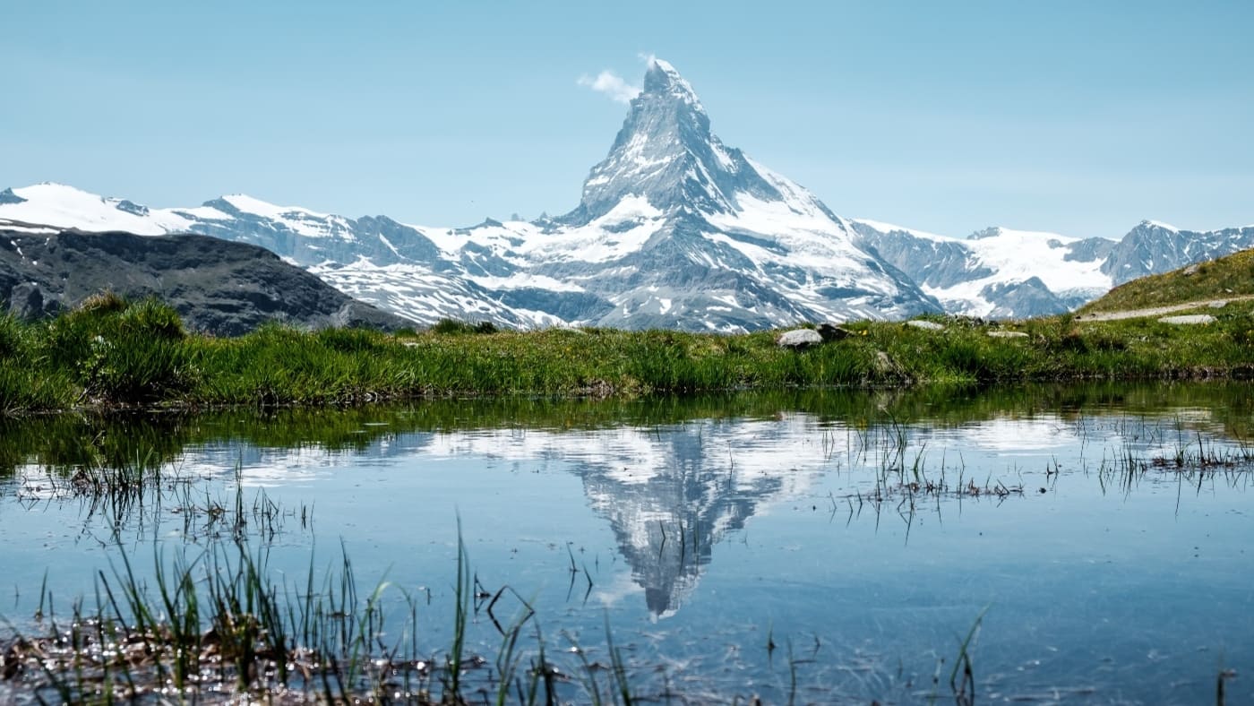 Matterhorn reflected in alpine lake Zermatt with B4Experience