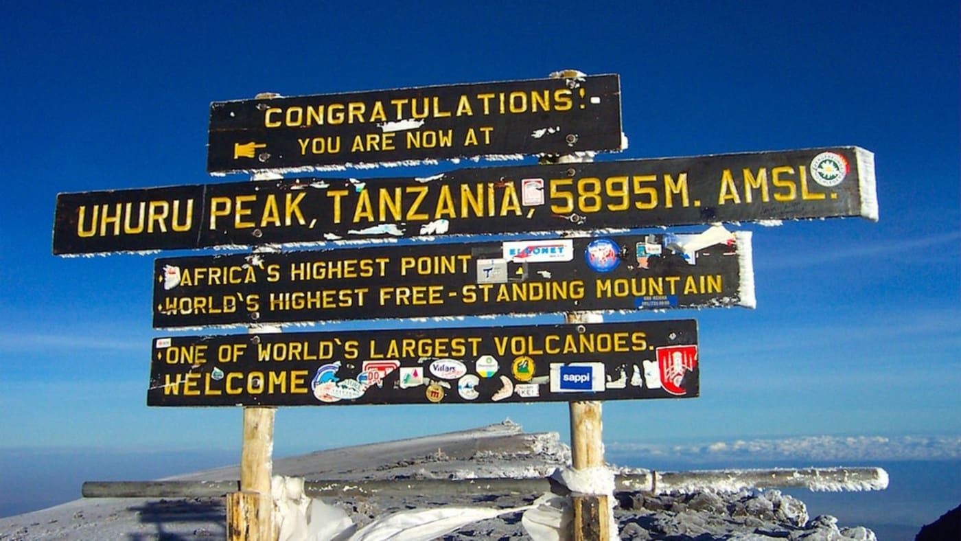 Uhuru Peak, the highest point in Africa at 5,895m with B4Experience