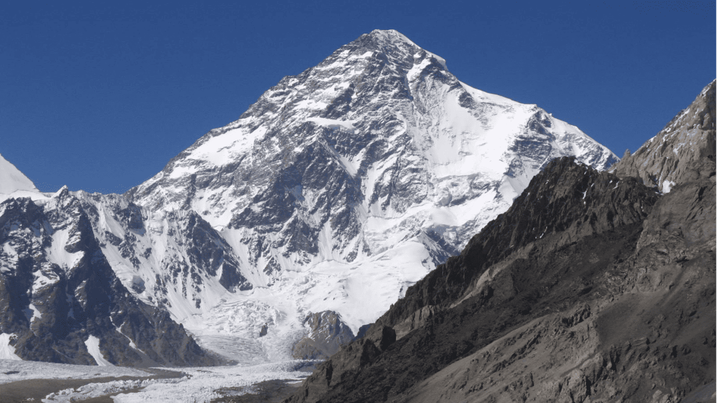 A stunning view of the towering K2 peak under a clear blue sky - B4Experience